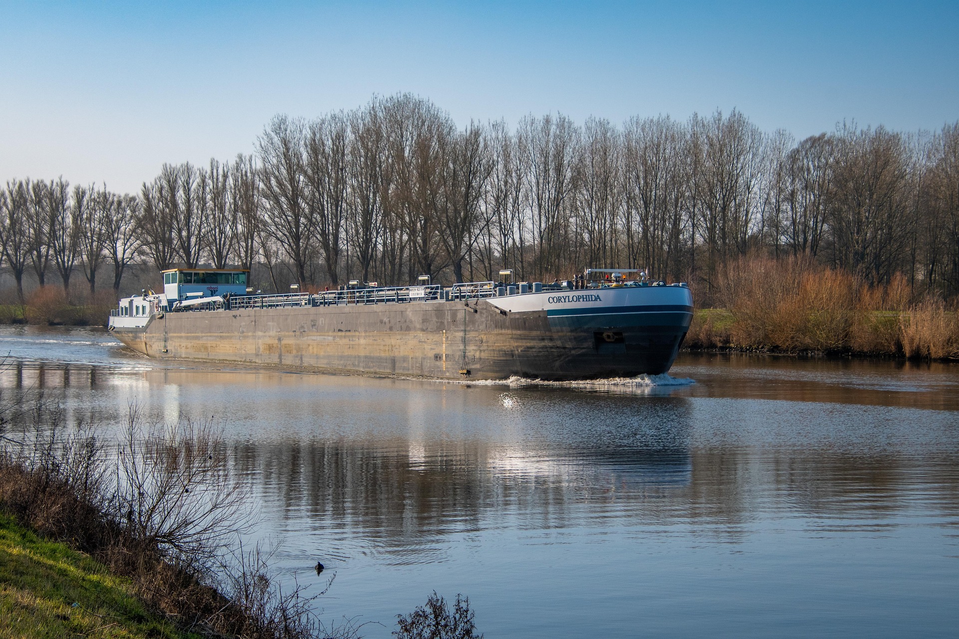 Cargo boat inland on sea