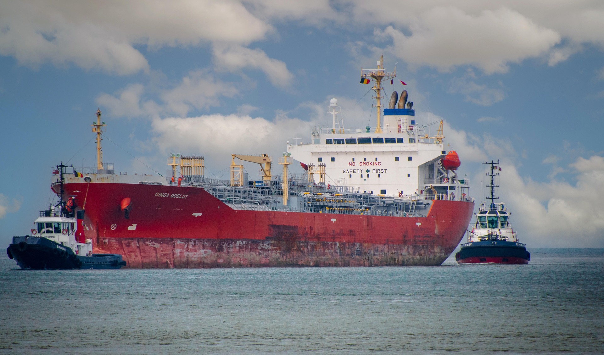 Cargo ship seagoing vessel on water