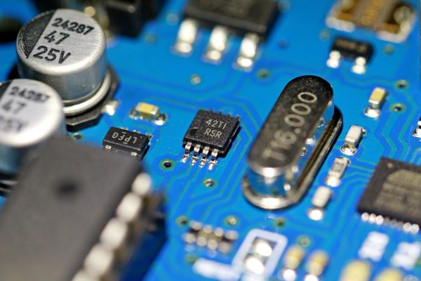 Closeup of computer semiconductor