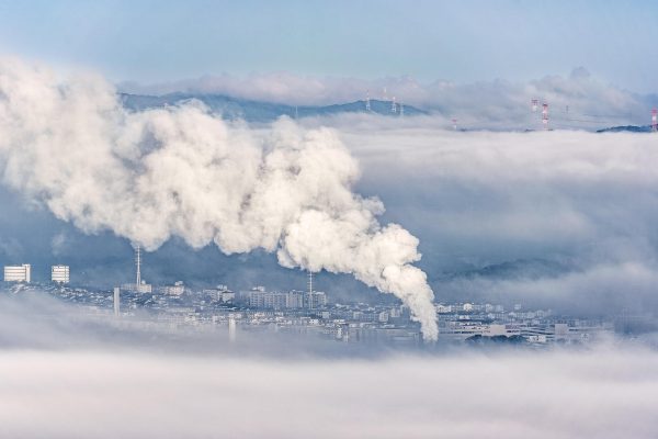 Distant view of Japan through clouds
