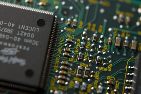 Semiconductor close-up inside computer