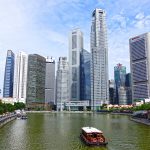 Singapore office buildings with river in foreground
