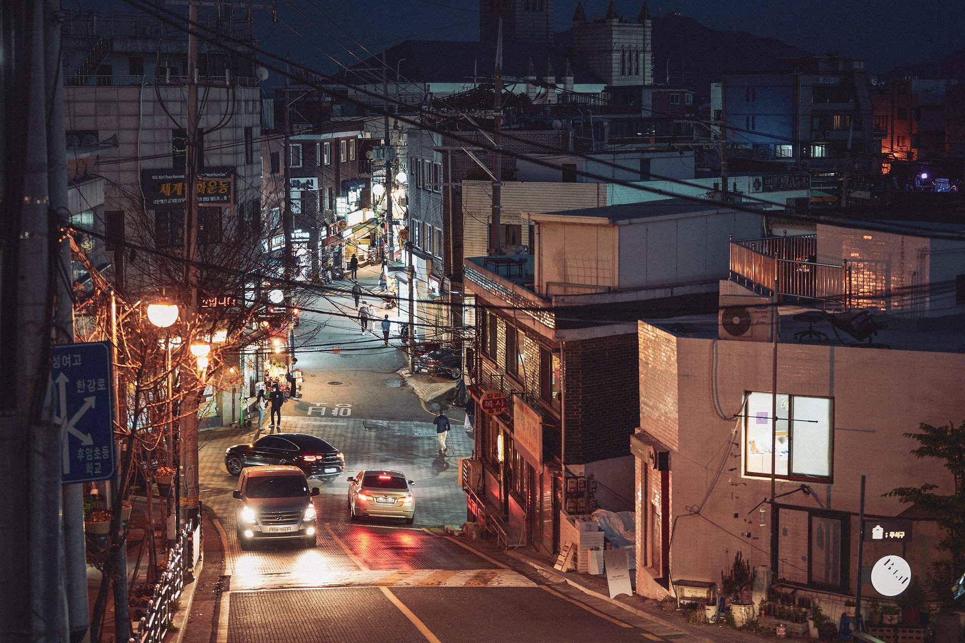 South korea rural street at night